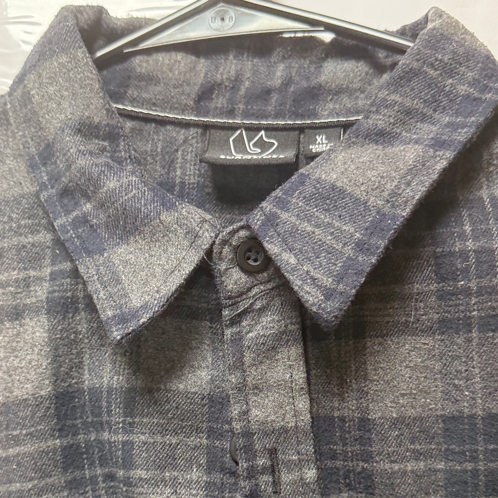 Burnside Men's Gray and Blue Plaid Shirt